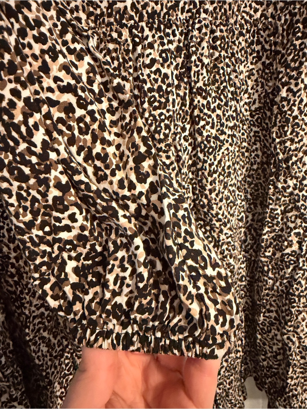 Old Navy Leopard Print Tiered Mini Dress Women’s Large Long Sleeve Boho - Picture 4 of 5